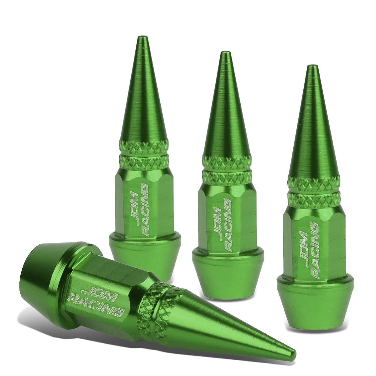 Spiked Lug Nut Style Valve Caps - 45mm Tall - Green