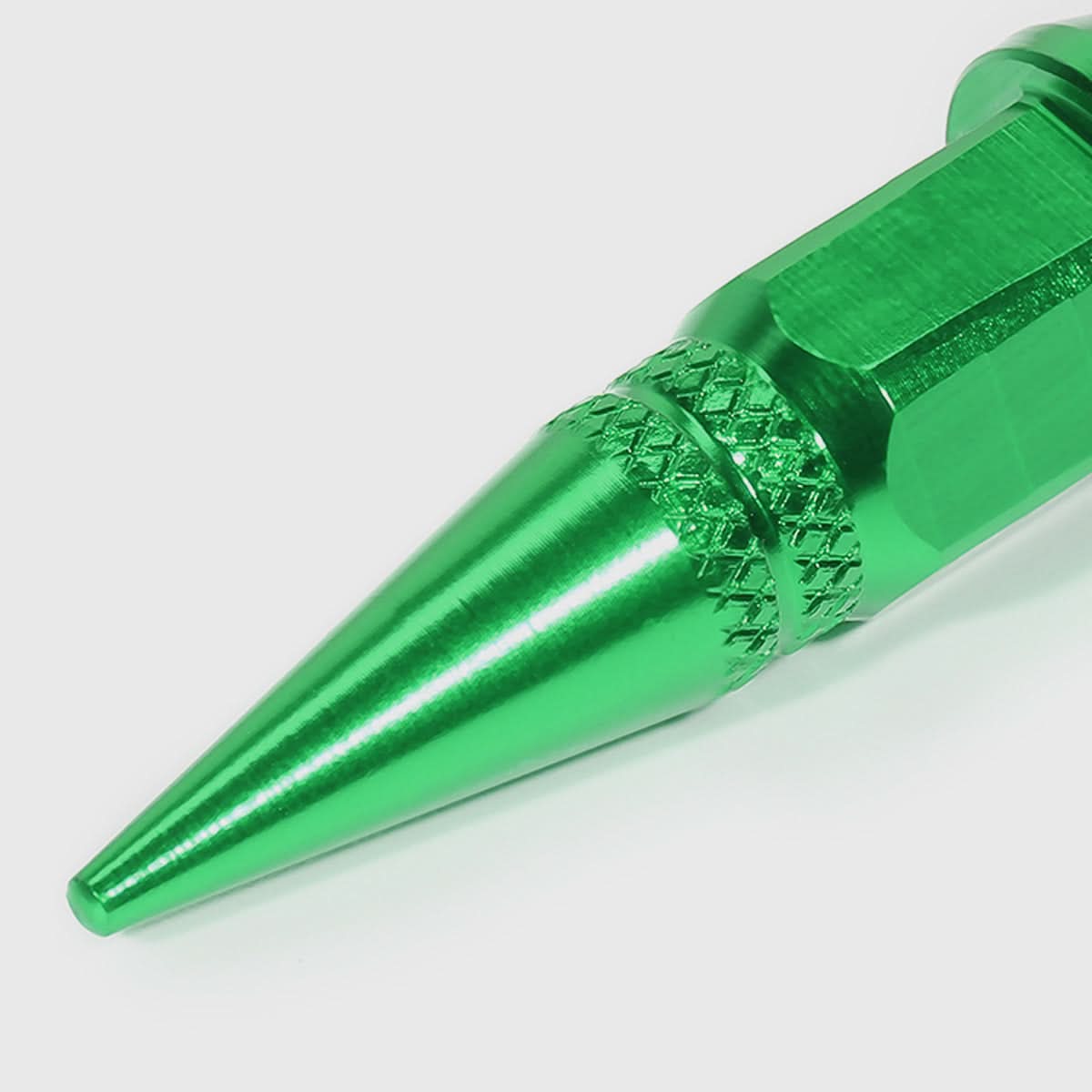 Spiked Lug Nut Style Valve Caps - 45mm Tall - Green