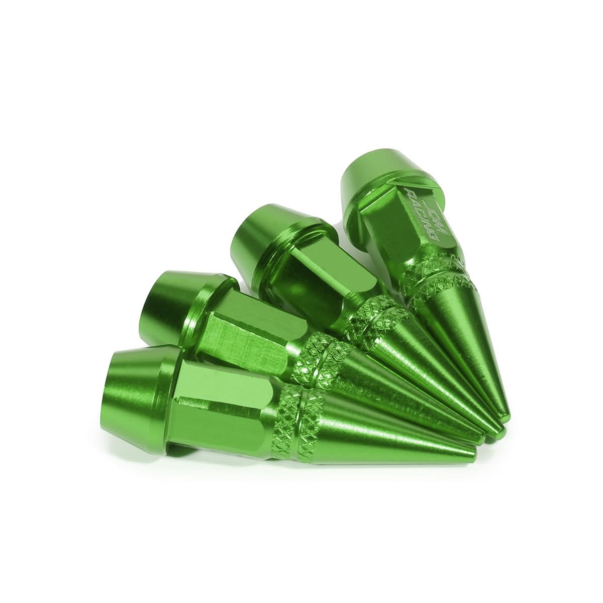 Spiked Lug Nut Style Valve Caps - 45mm Tall - Green
