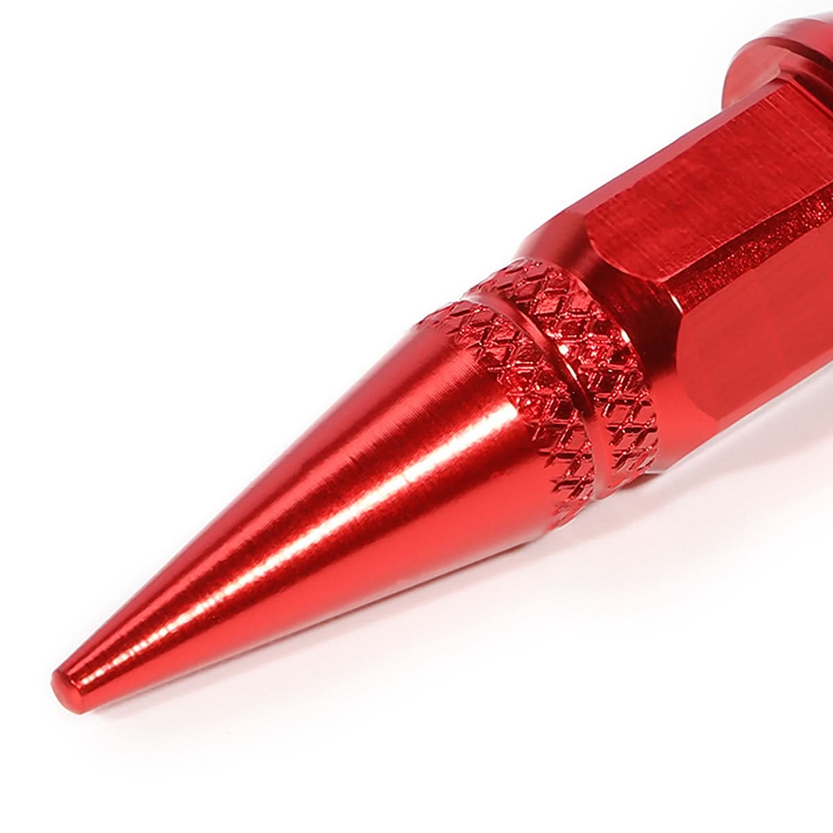 Spiked Lug Nut Style Valve Caps - 45mm Tall Red