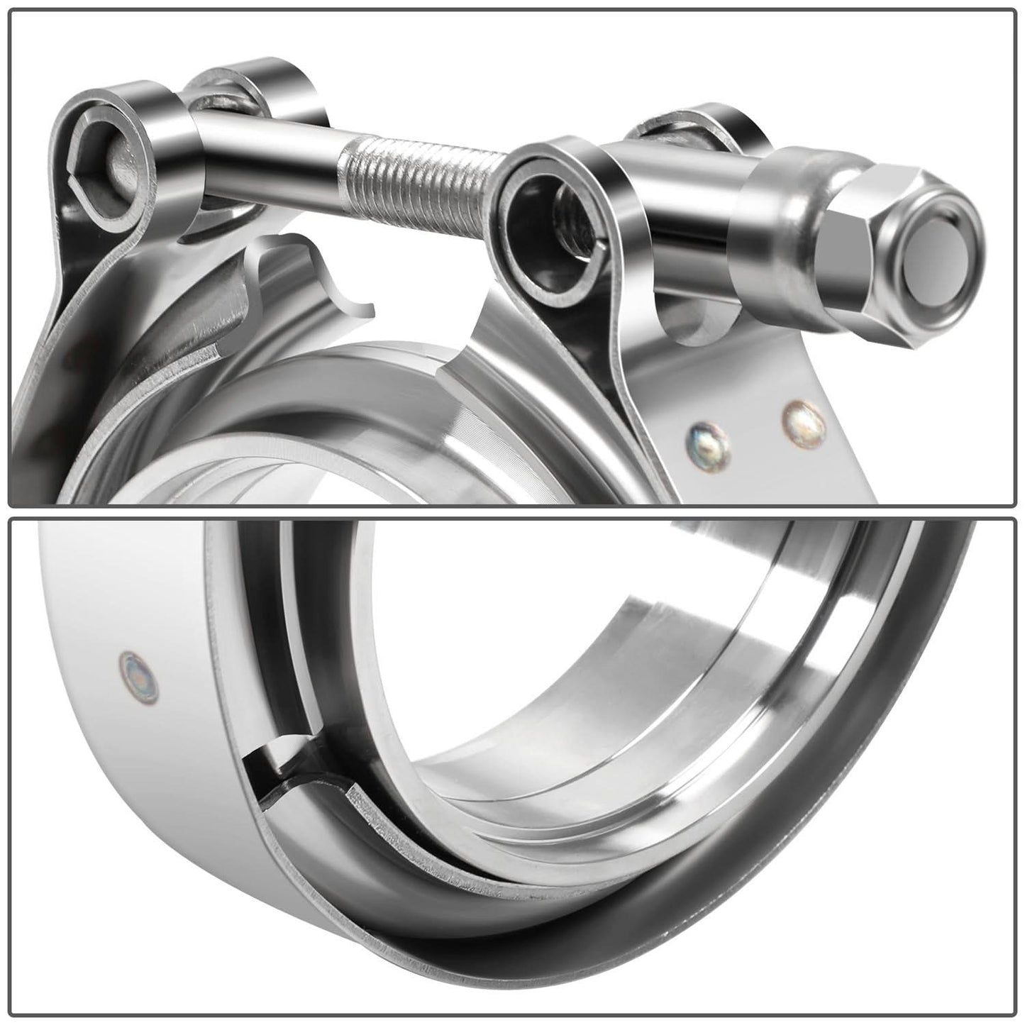 3" V-Band Clamp Set Stainless Steel Exhaust Flanges 2-Piece Kit