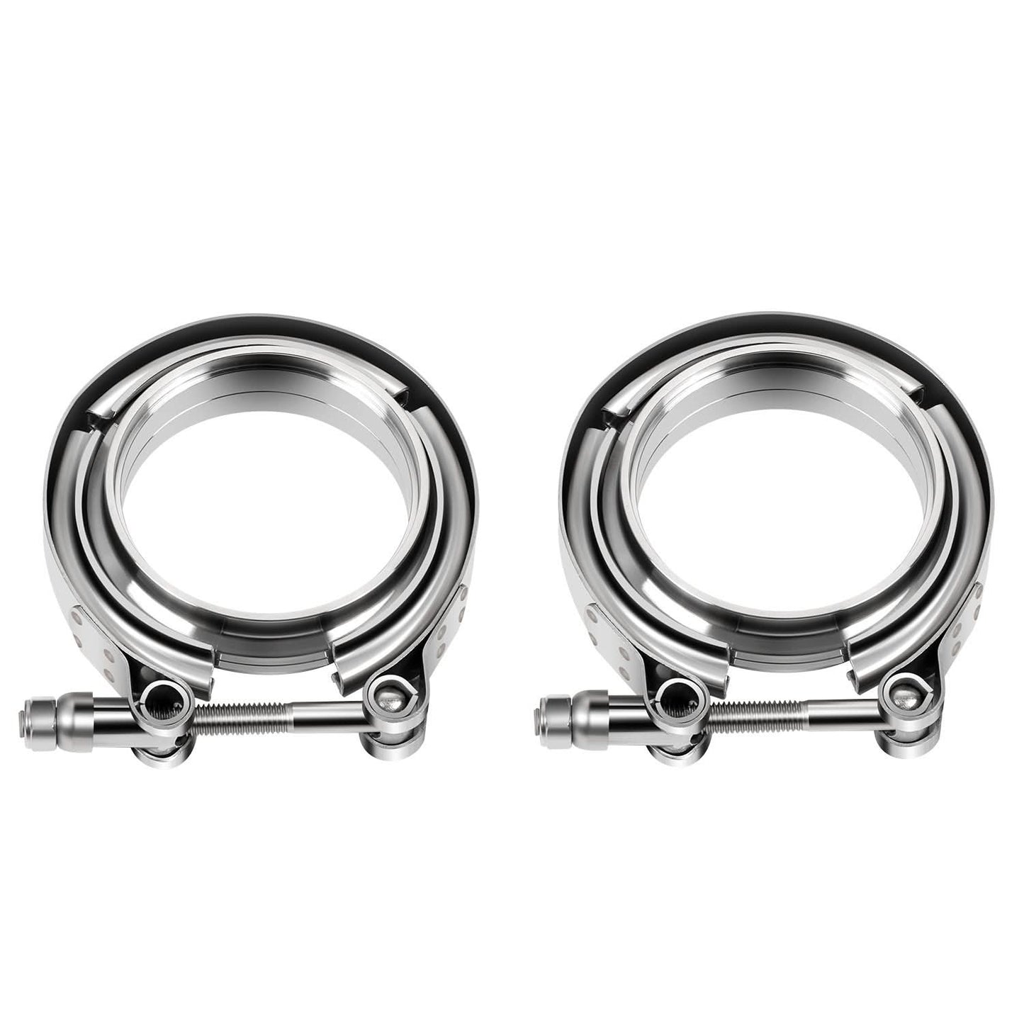 3" V-Band Clamp Set Stainless Steel Exhaust Flanges 2-Piece Kit