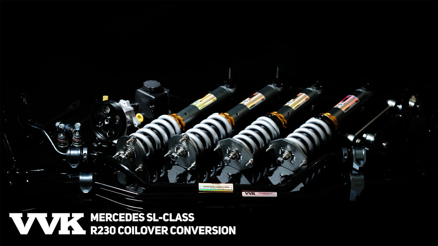 Mercedes R230 32-Way Adjustable coilover conversion kit with optional sway bars and power steering (SL 280, SL 350, SL 500, SL 55, SL 550, SL 63, SL 600, SL 65)