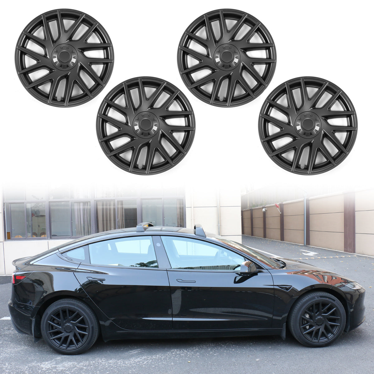 2024-2025 Tesla Model 3 18'' OE Style Wheel Covers Hubcap Matte Black