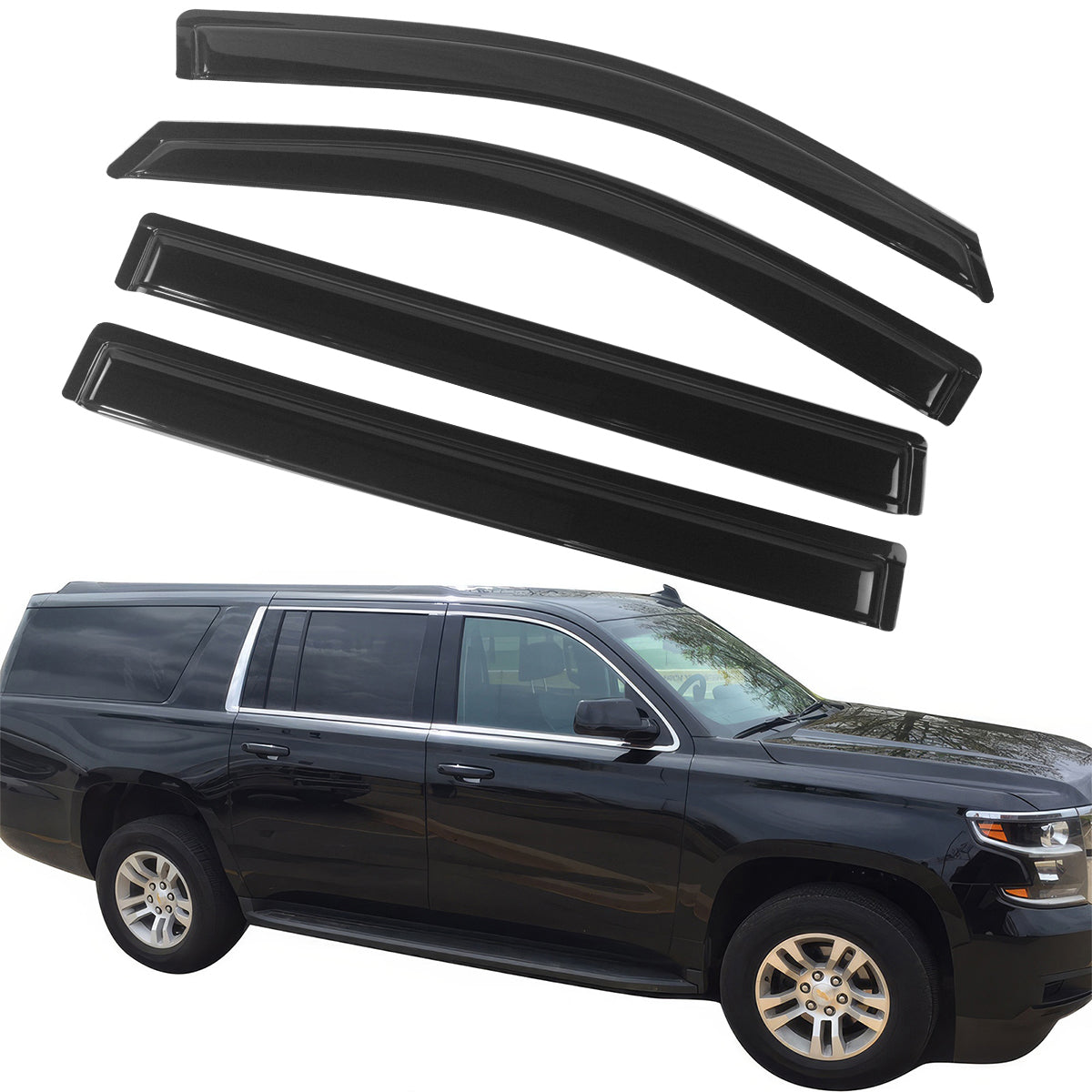 2015-2020 Chevy Suburban Slim Style Smoke Tinted Window Visors Acrylic
