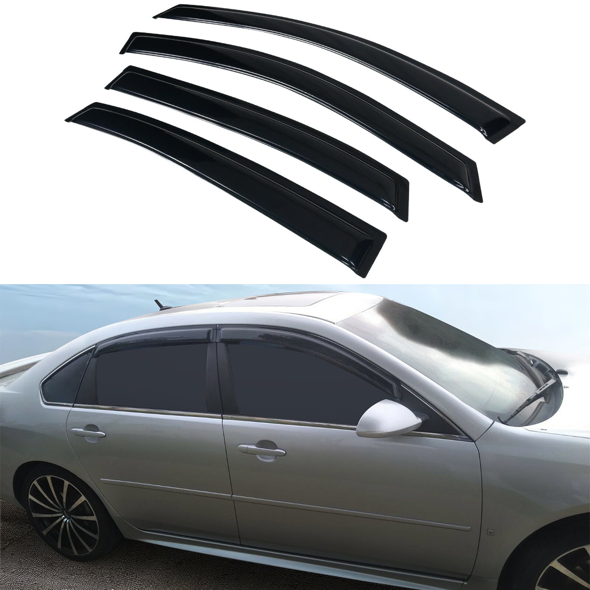 2006-2013 Chevy Impala Smoke Tinted Slim Style Visor Window Acrylic