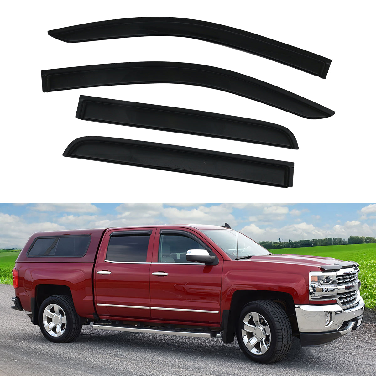 2015-2022 Chevy Colorado GMC Canyon Crew Cab 4Pc Window Visor Acrylic