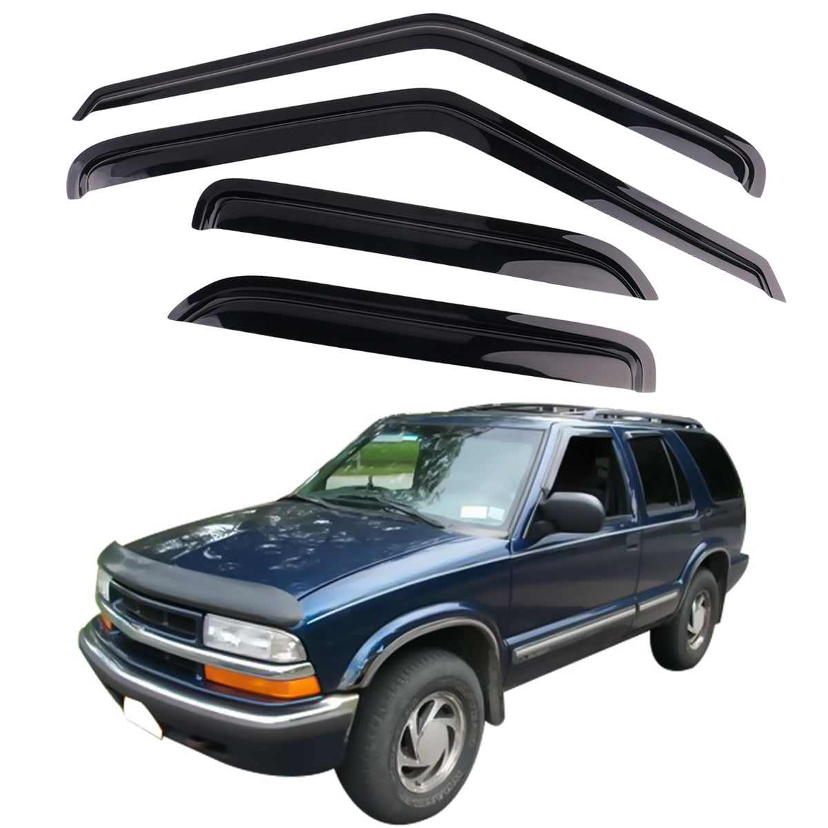 1995-2001 GMC Jimmy Slim Style Smoke Tinted Window Visors Acrylic 4PC
