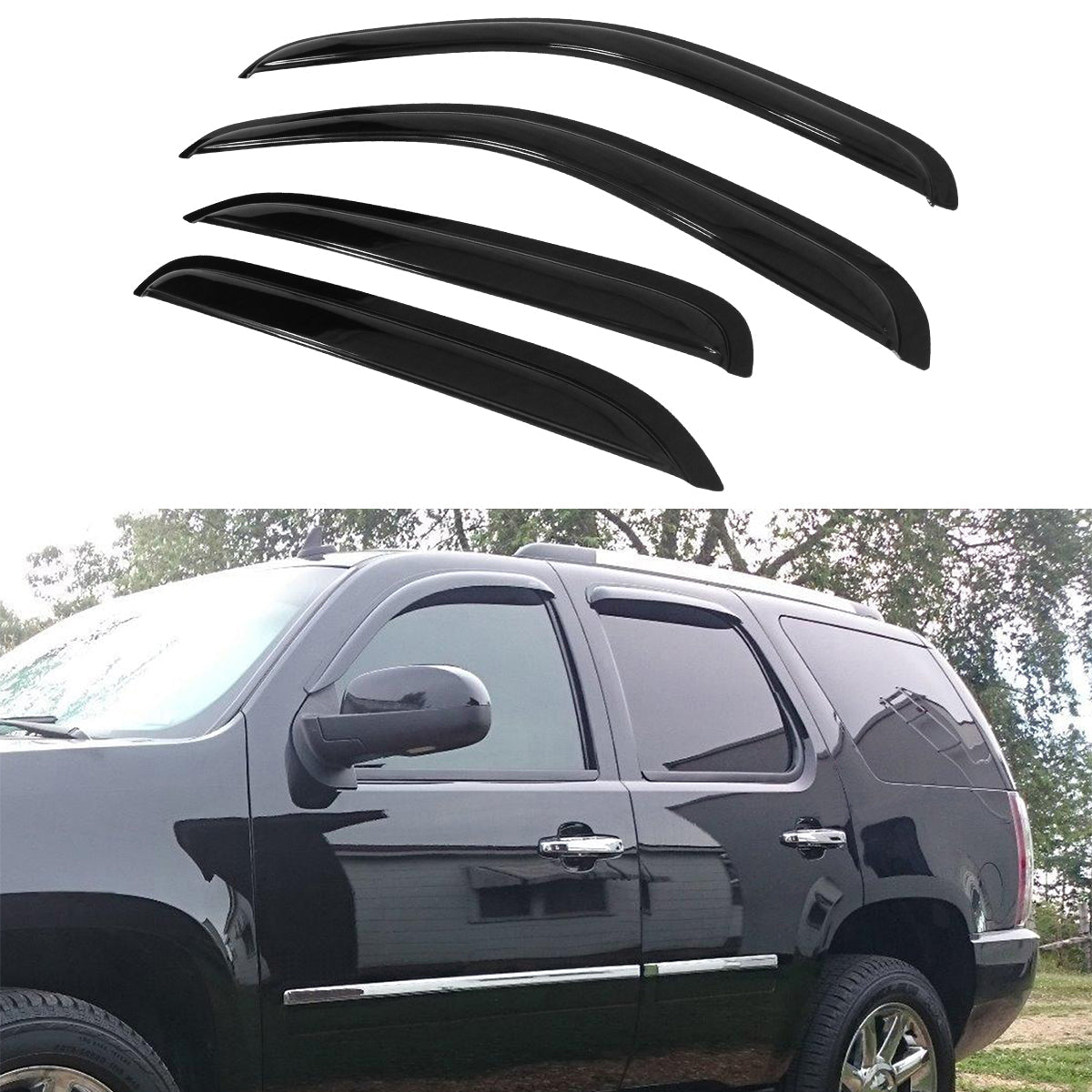 2007-2014 Chevy Tahoe GMC Yukon Visor Windows 4Pc Set Acrylic
