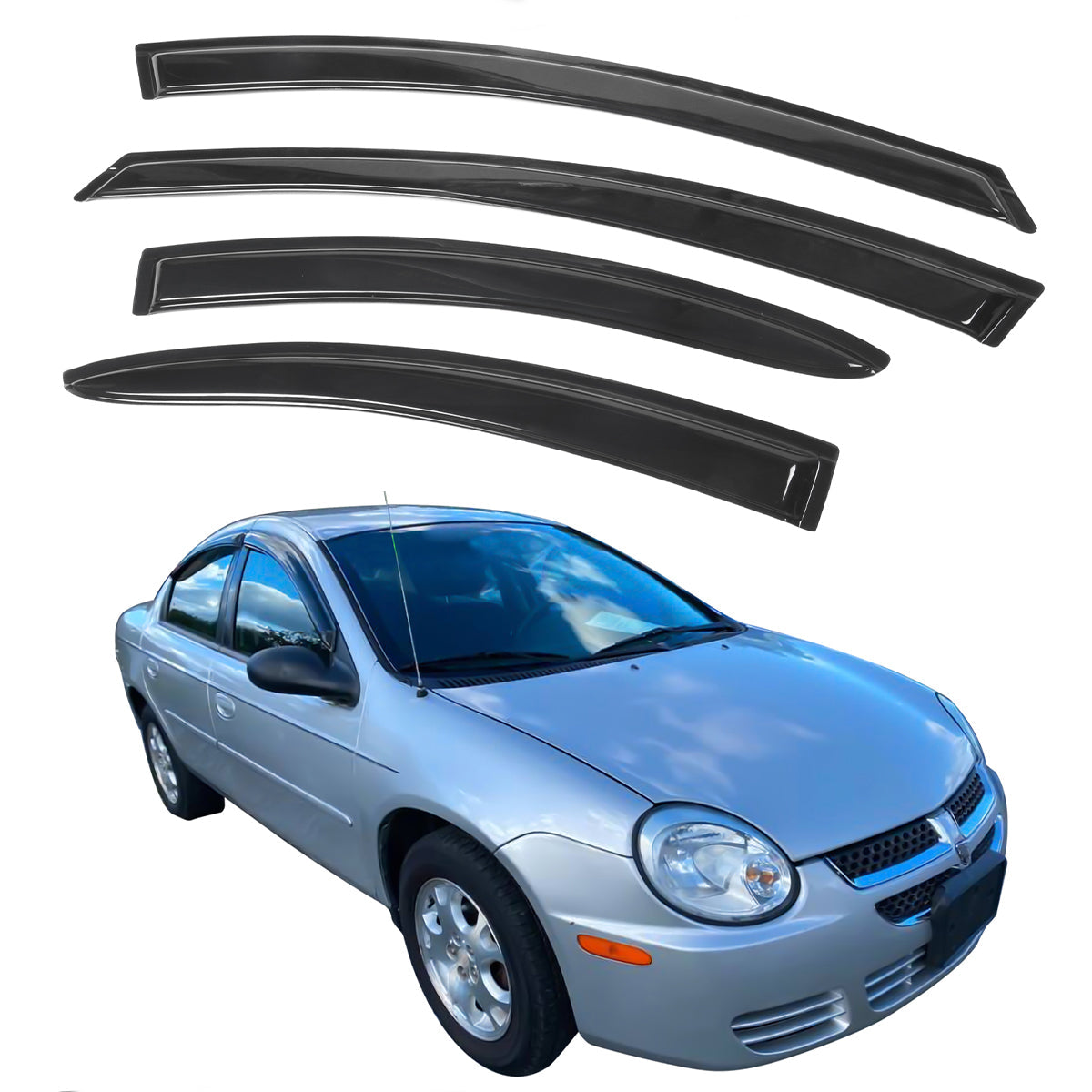 2000-2005 Dodge Neon Side Visor Windows Sun Deflectors Set Acrylic