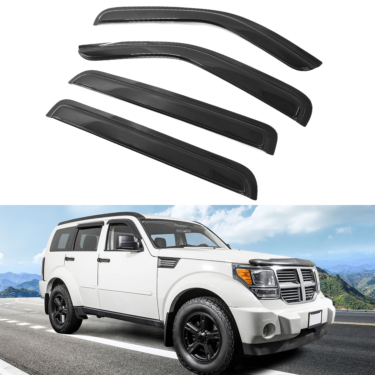 2007-2011 Dodge Nitro Slim Style Smoke Tinted Visor Windows Acrylic