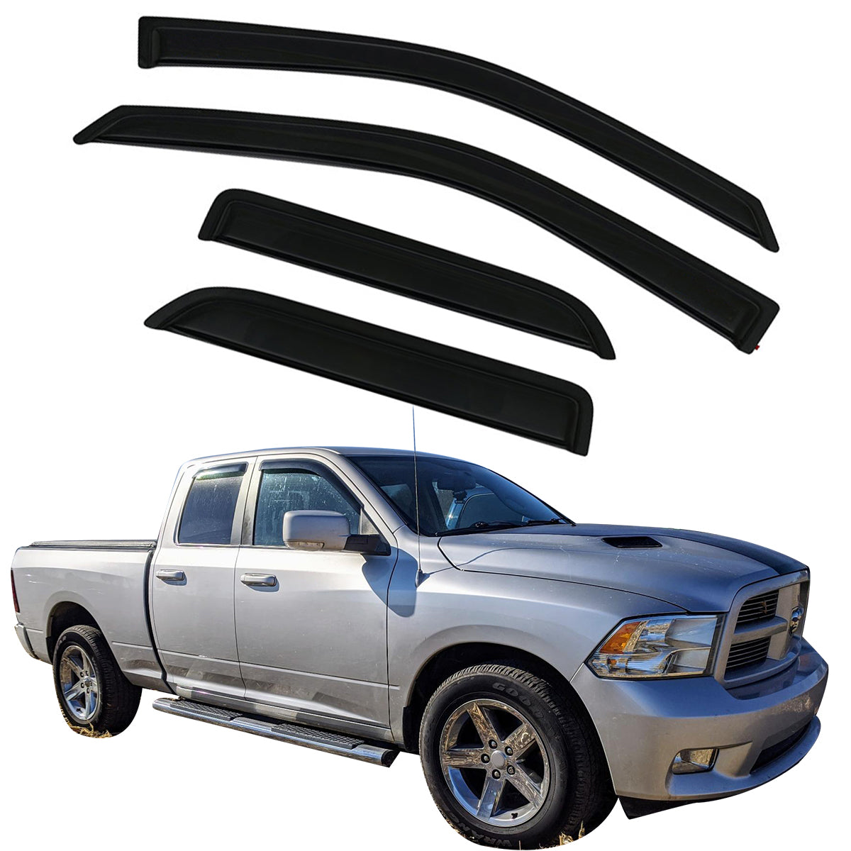 2009-2024 Dodge Ram 1500 Quad Cab Extended Pickup Window Visor Acrylic