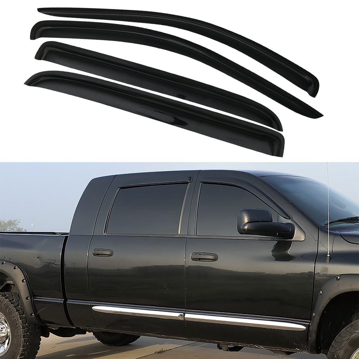 2006-2009 Dodge Ram 1500 2500 3500 Mega Extended Cab Window Visor