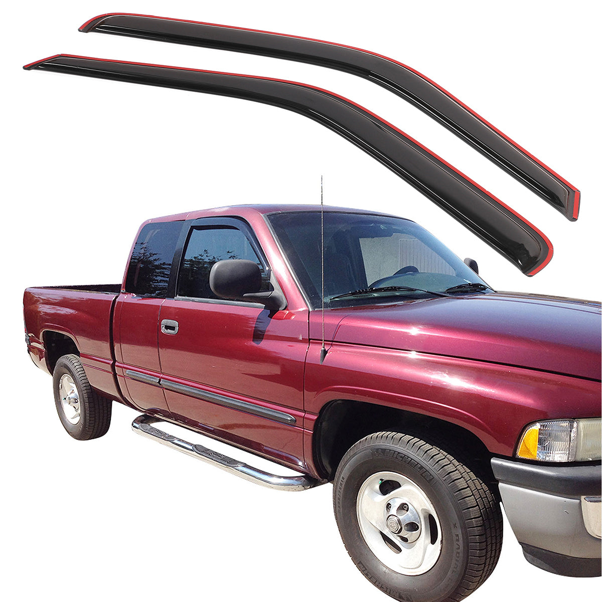 1994-2001 Dodge Ram 1500/2500/3500 Slim Smoke Window Visors Acylic