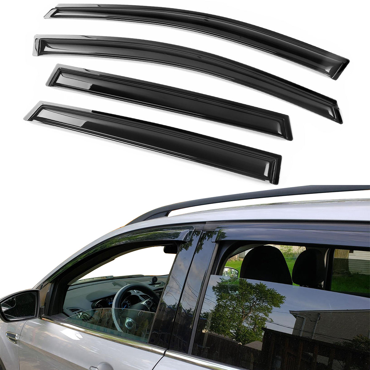 2013-2019 Ford Escape Smoke Tinted Slim Style Window Visors Acrylic