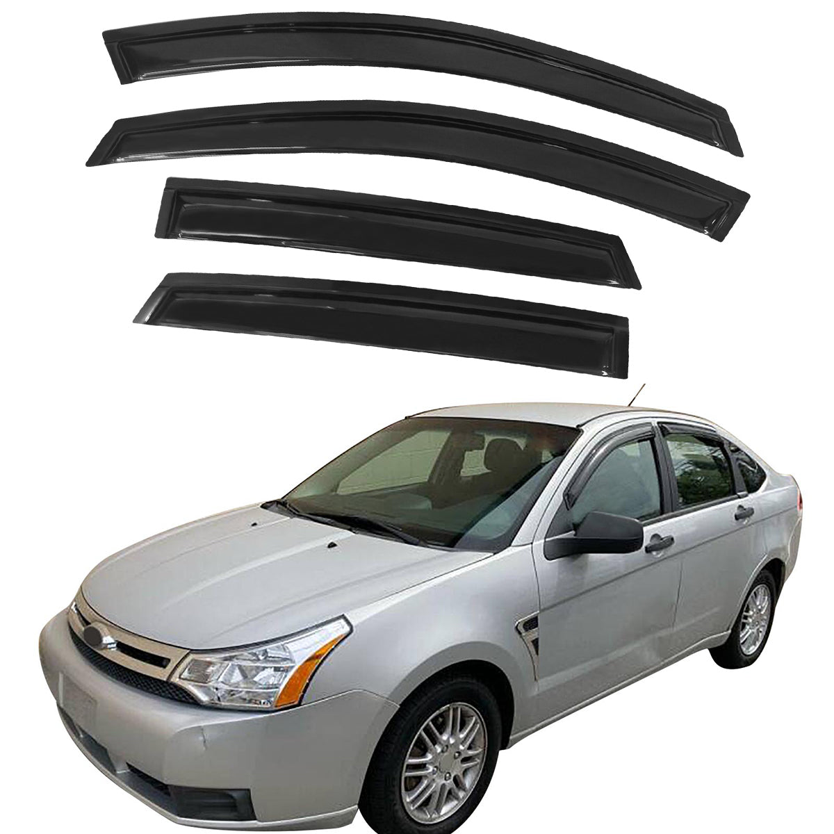 2008-2011 Ford Focus 4Door Acrylic 4PC Tape On Window Visors Guard