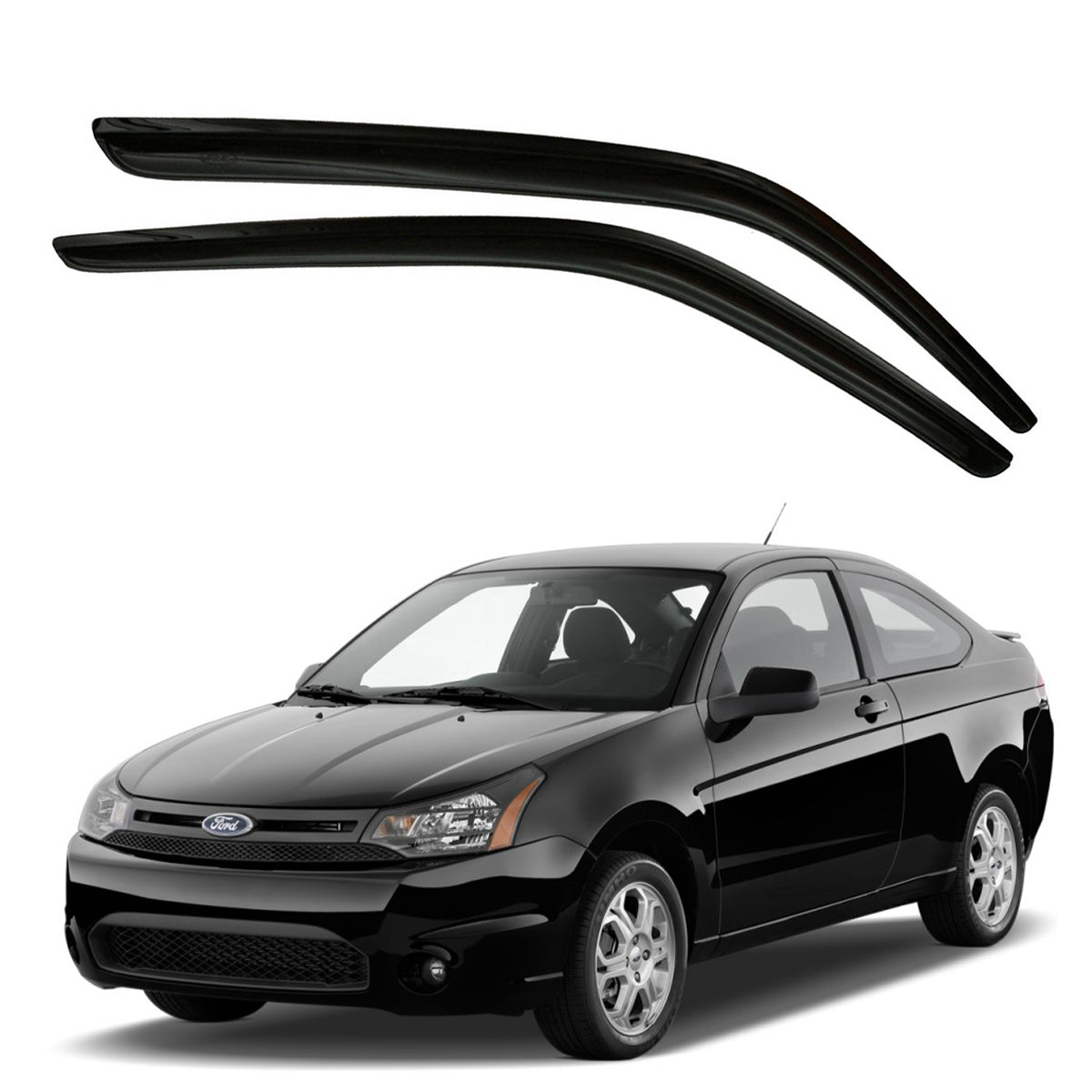 2008-2011 Ford Focus Coupe 2DR Slim Smoke Tinted Visor Windows Acrylic