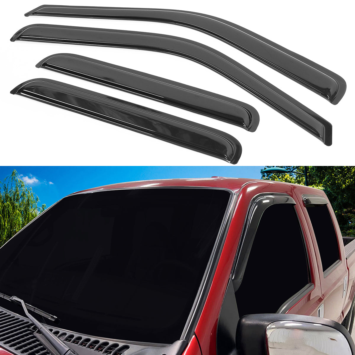 1999-2016 Ford F250-F550 Super Duty Crew Cab Tape On Window Visors