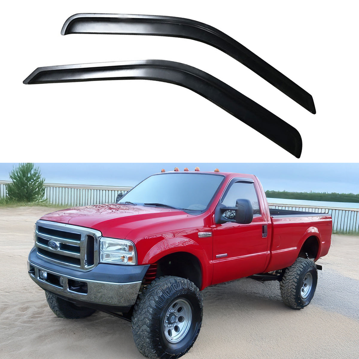 1999-2016 Ford F250-F550 Super Duty Standard Cab Tape On Window Visors
