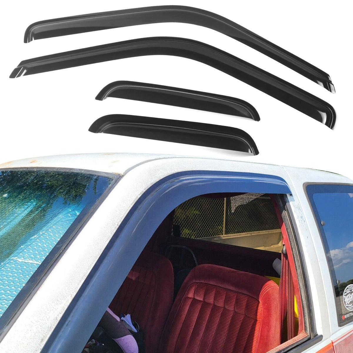1988-1999 GMC Chevy C1500 C2500 K1500 K2500 Smoke Window Visors Acylic
