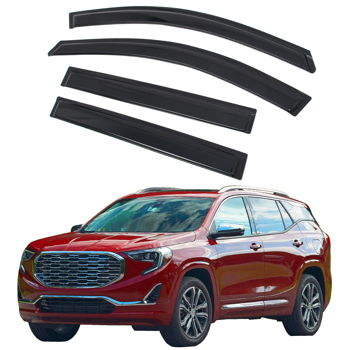 2018-2024 GMC Terrain 4PCS Tape on Window Visors Vent Rain Sun Guards