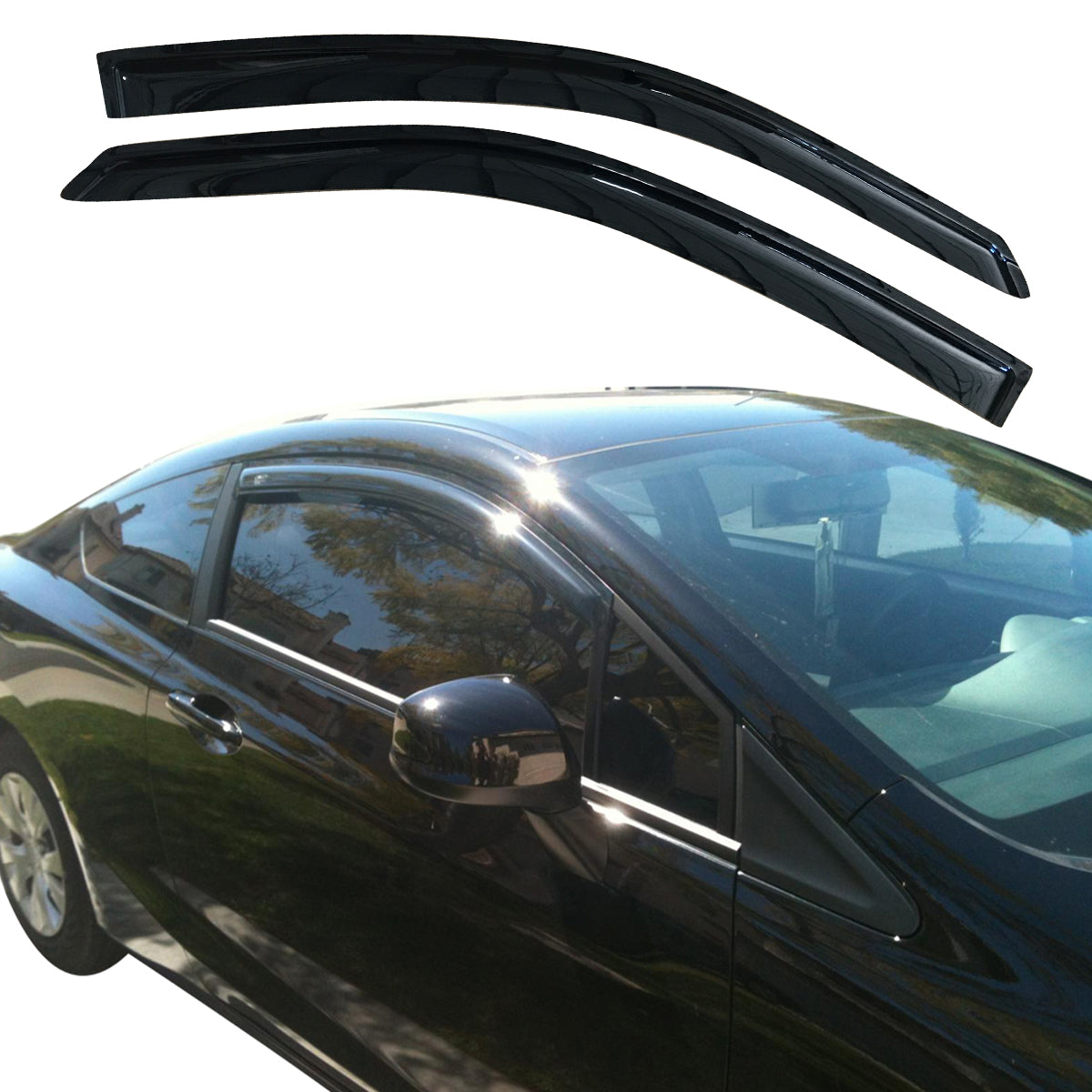 2008-2012 Honda Accord 2-Door Coupe Visor Windows Set Acrylic
