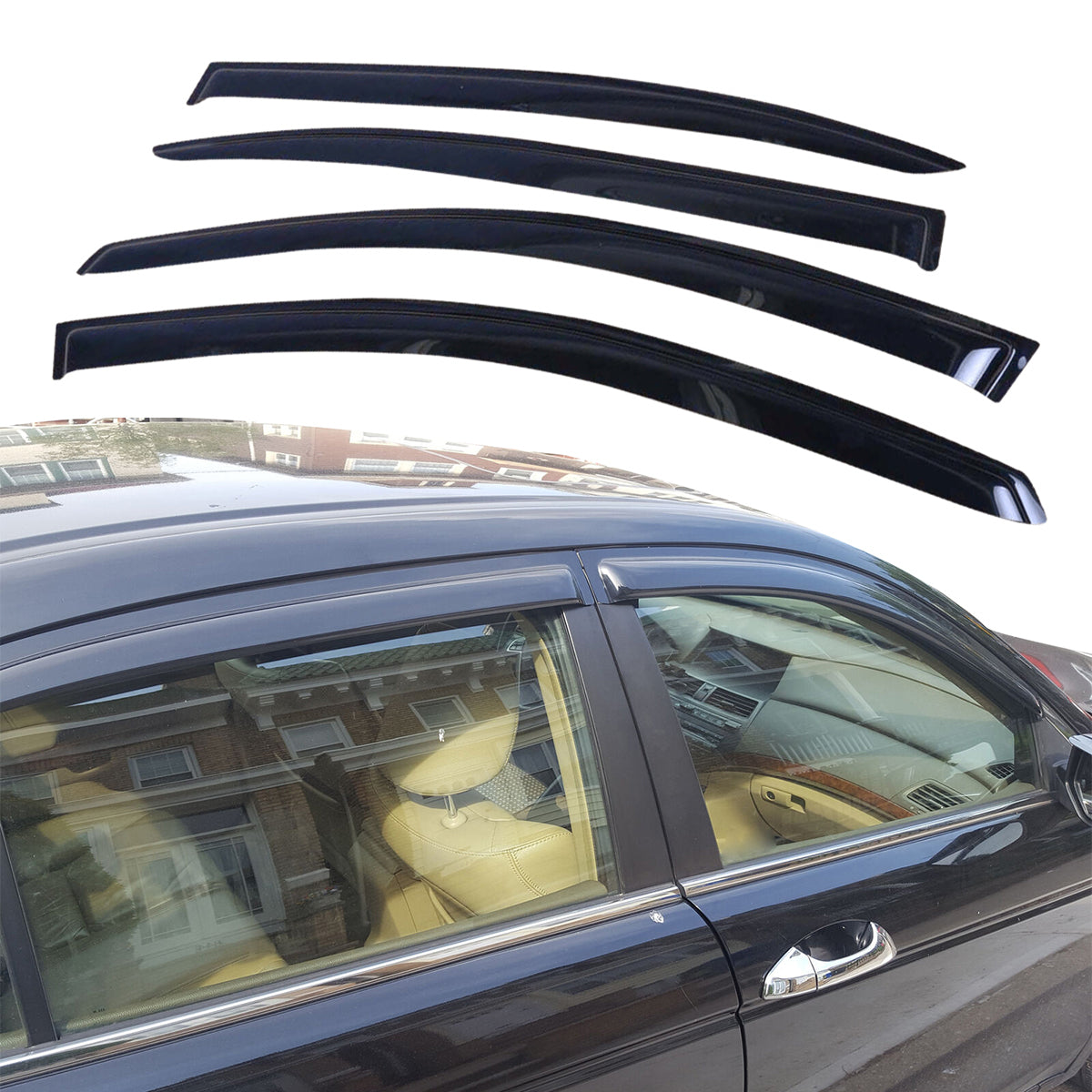 2008-2012 Honda Accord 4-Door Sedan Acrylic 4PC Tape On Window Visors