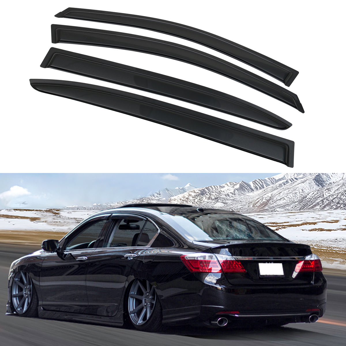 2013-2017 Honda Accord 4-Door Sedan Tape On Window Visors Rain Guard