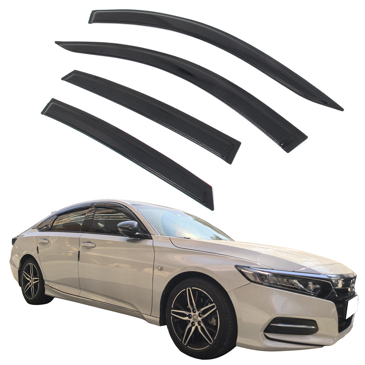 2018-2025 Honda Accord 4PCS Tape on Window Visors Vent Rain Sun Guards