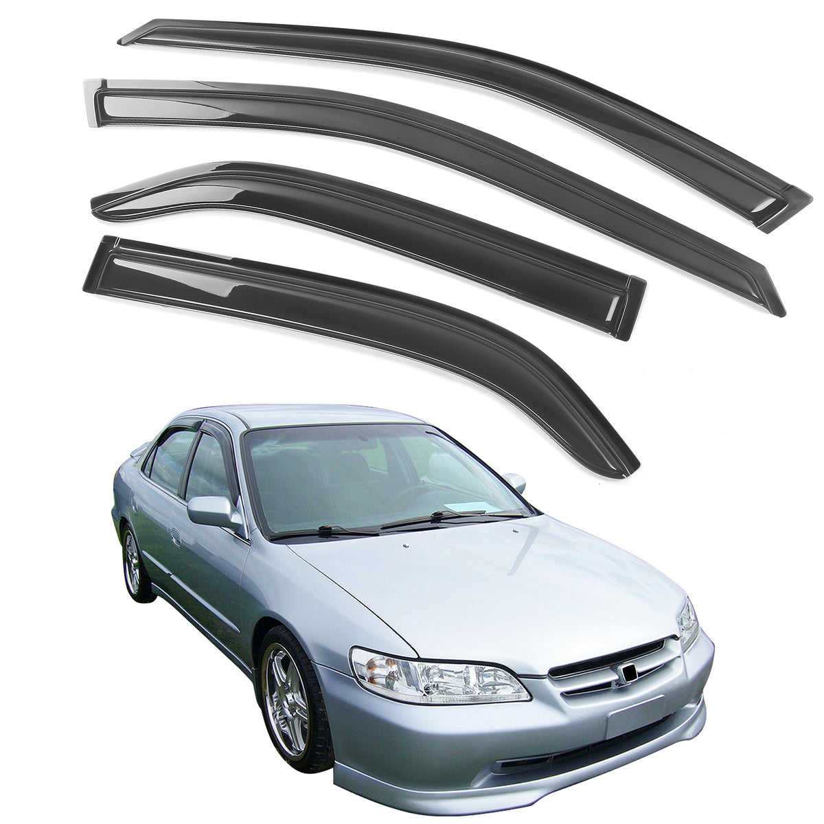 1998-2002 Honda Accord Smoke Tinted Slim Style Window Visors Acrylic