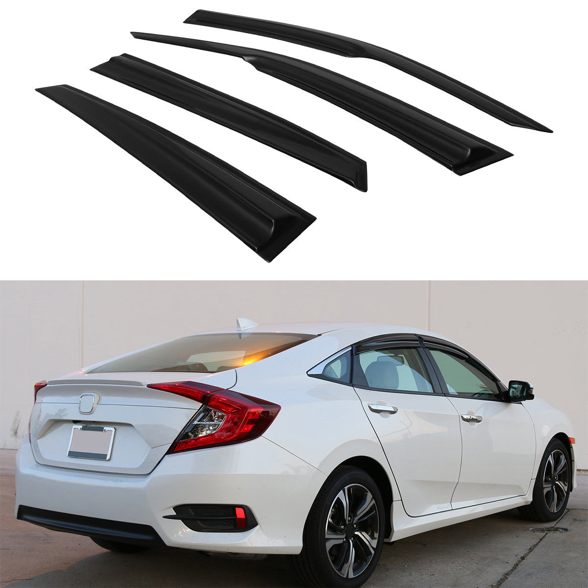 2016-2021 Honda Civic 4Dr Sedan 10th Generation Tape On Window Visor
