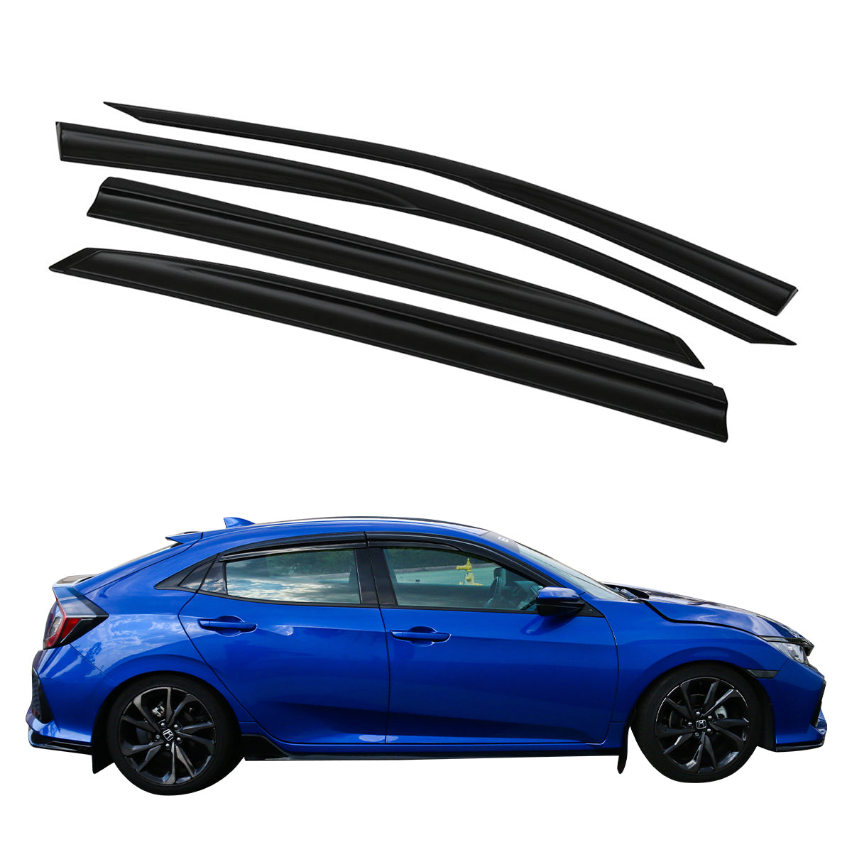 2017-2021 Honda Civic Hatchback 4PCS Mugen Style Window Visors Acrylic