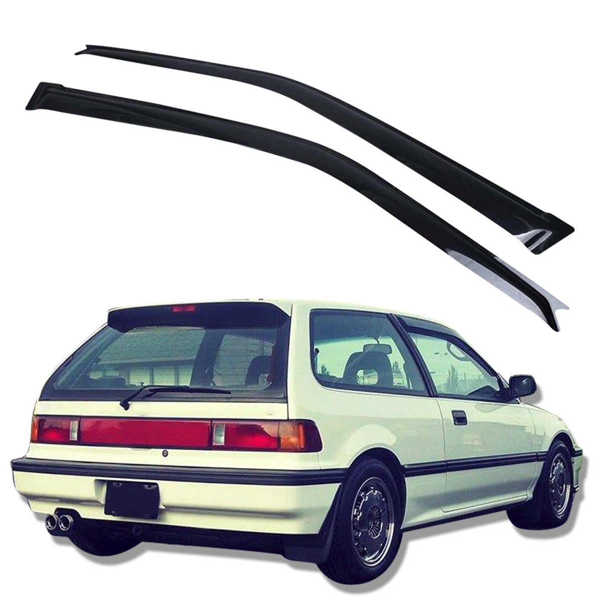 1988-1989 Honda Civic Hatchback Window Visors 2Pc Set Acrylic