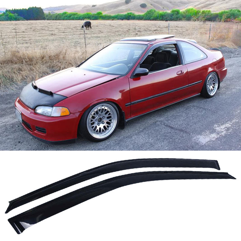 1992-1995 Honda Civic Coupe Hatchback Slim Smoke Window Visors Acrylic