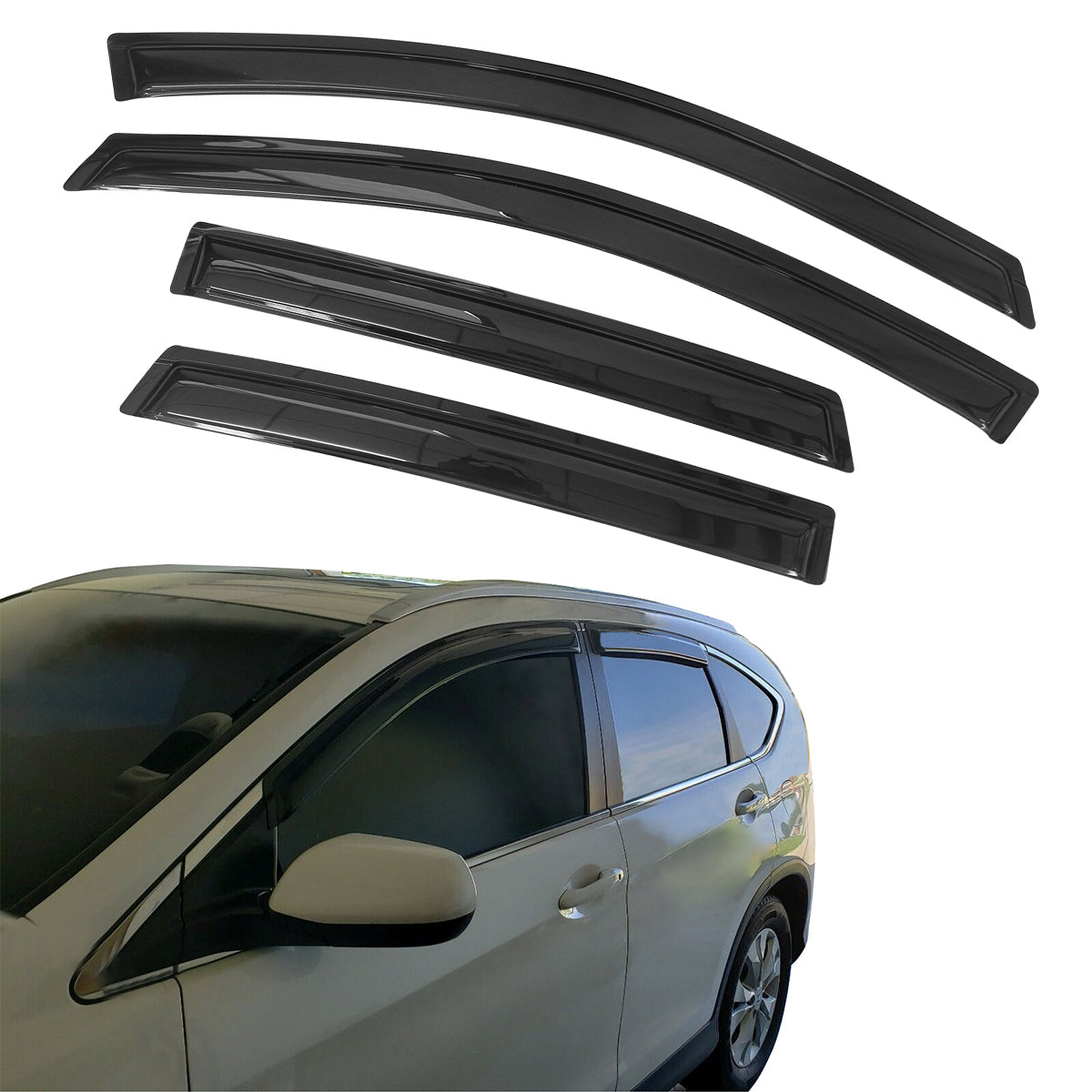 2012-2016 Honda CRV Acrylic 4PC Window Visors Tape On Rain Guard