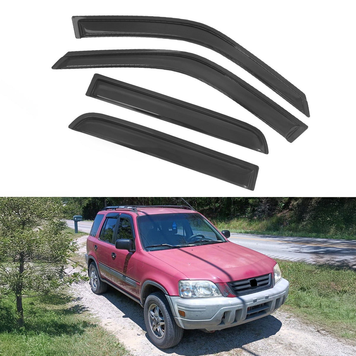 1997-2001 Honda CRV Smoke Tinted Slim Style Window Visors Acrylic