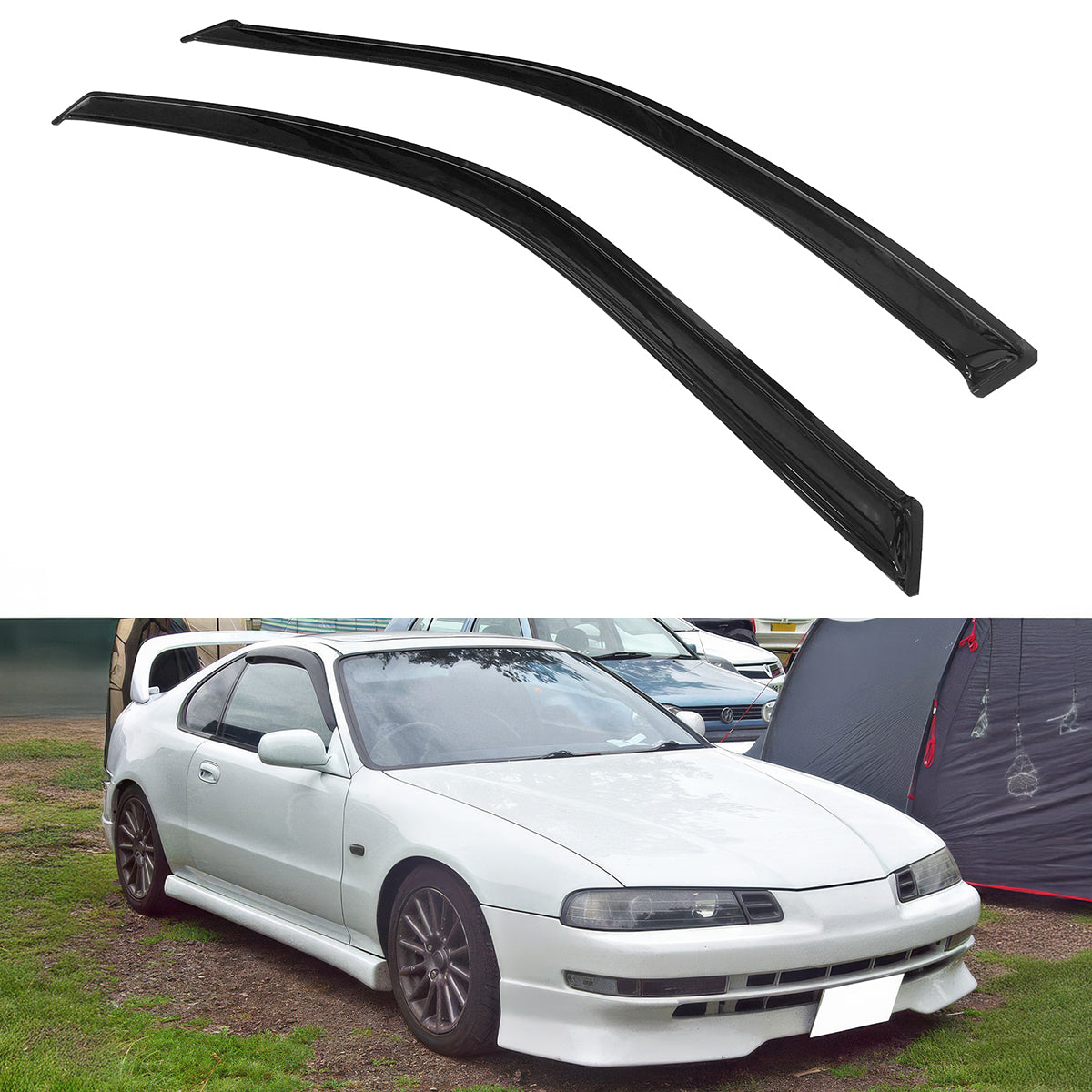 1992-1996 Honda Prelude Slim Style Smoke Tinted Window Visors Acrylic