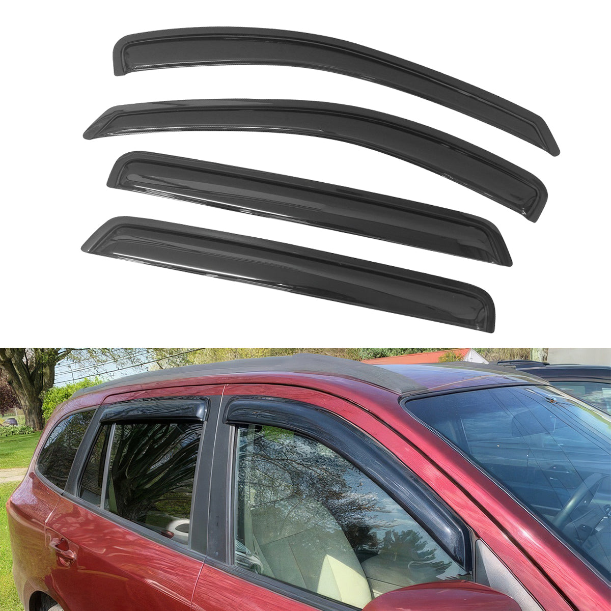 2007-2012 Hyundai Santa Fe Slim Style Smoke Visor Window Guard Acrylic