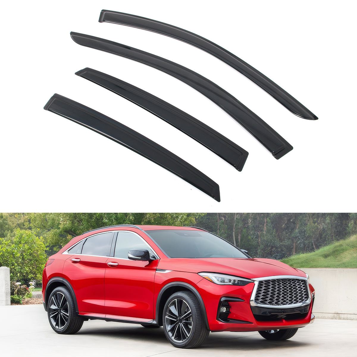 2022-2025 Infiniti QX55 4PC Tape on Window Visors Vent Rain Sun Guards