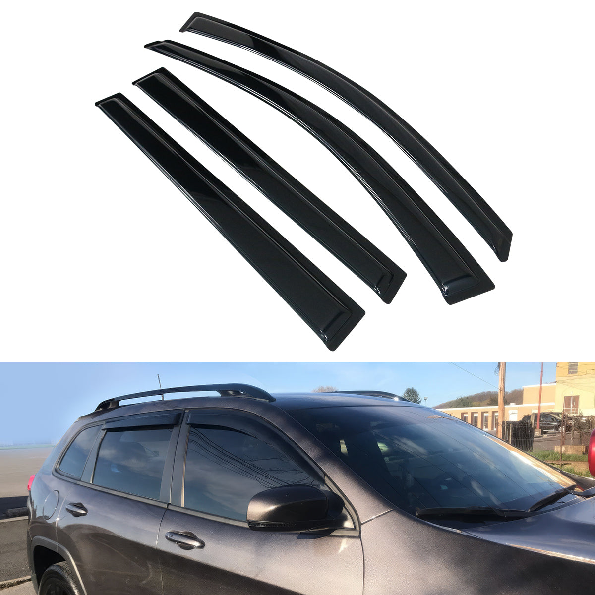 2014-2024 Jeep Cherokee Acrylic Window Visor Vent Rain Guard Deflector