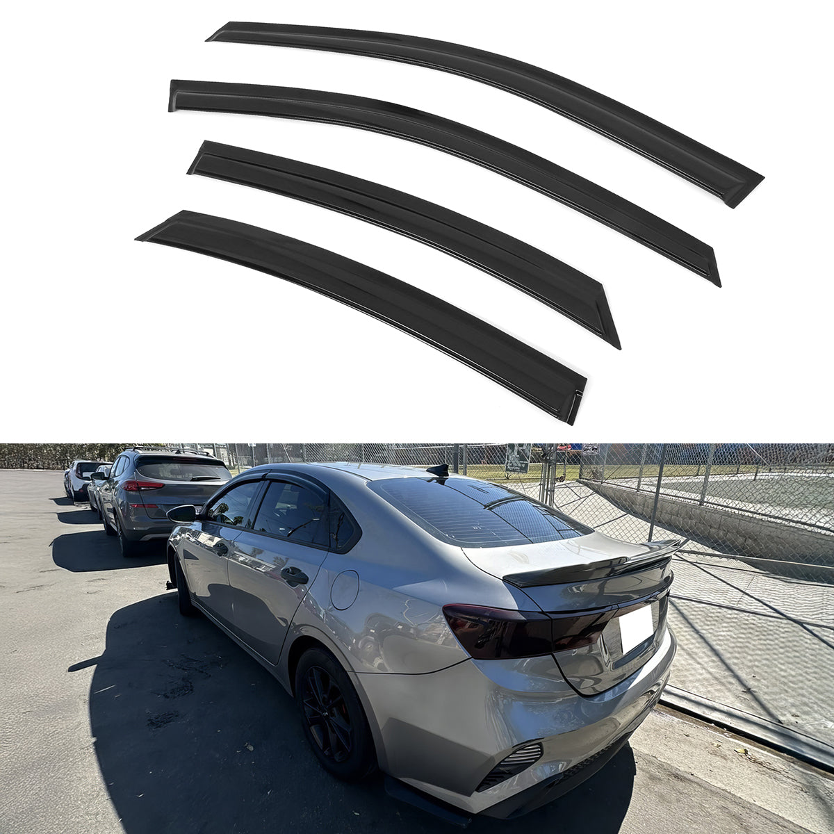2019-2024 Kia Forte 4PCS Tape on Window Visors Vent Rain Sun Guards