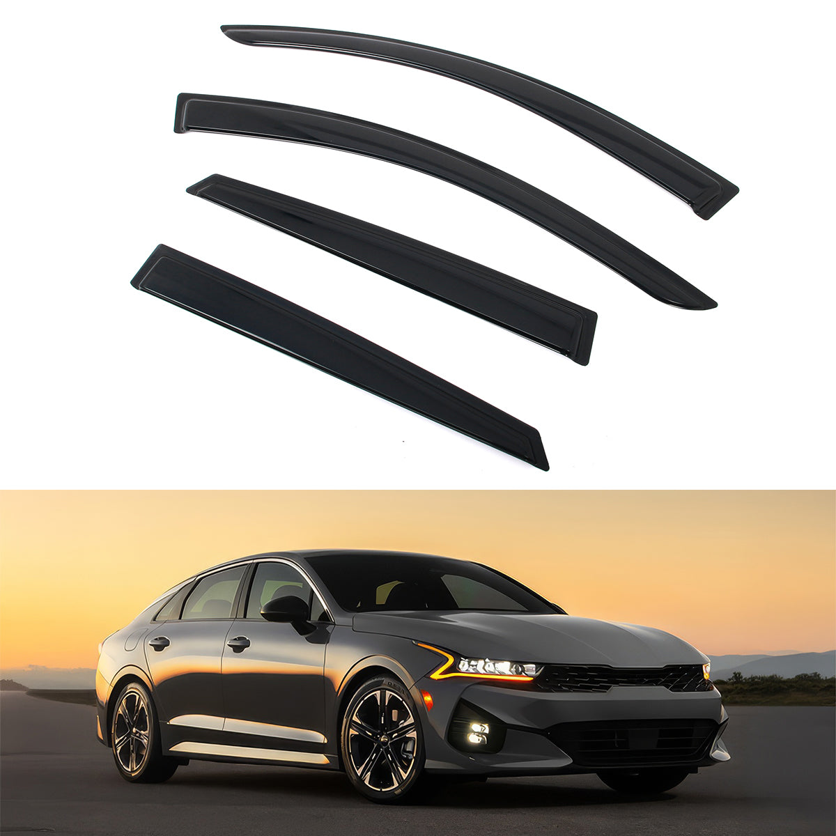 2021-2025 Kia K5 4PCS Tape on Window Visors Vent Rain Sun Wind Guards
