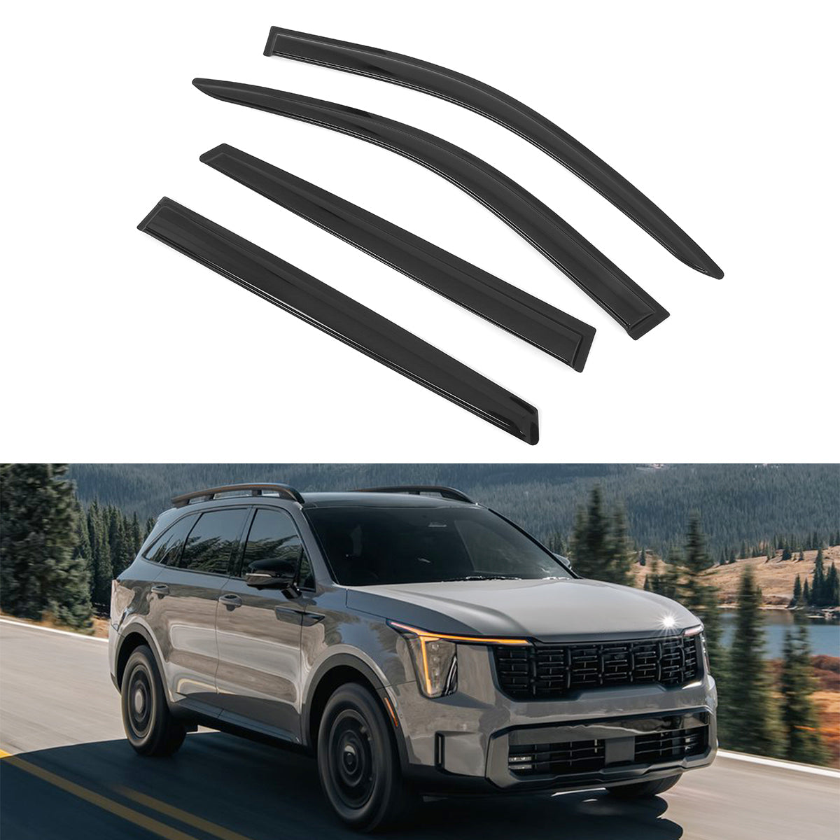2021-2025 Kia Sorento 4PCS Tape on Window Visors Vent Rain Sun Guards