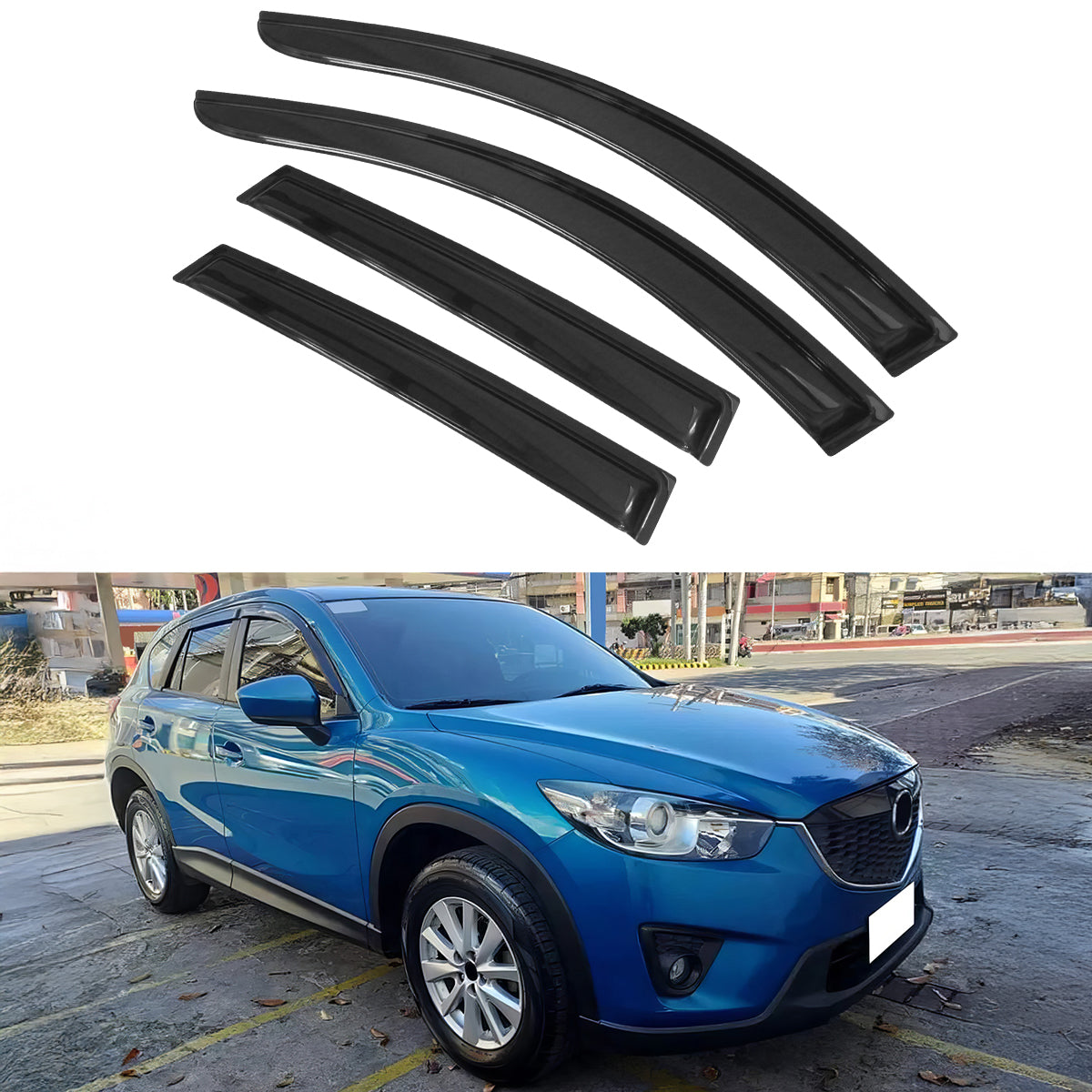 2013-2016 Mazda CX5 Slim Style Smoke Tinted Window Visors Acrylic 4Pc