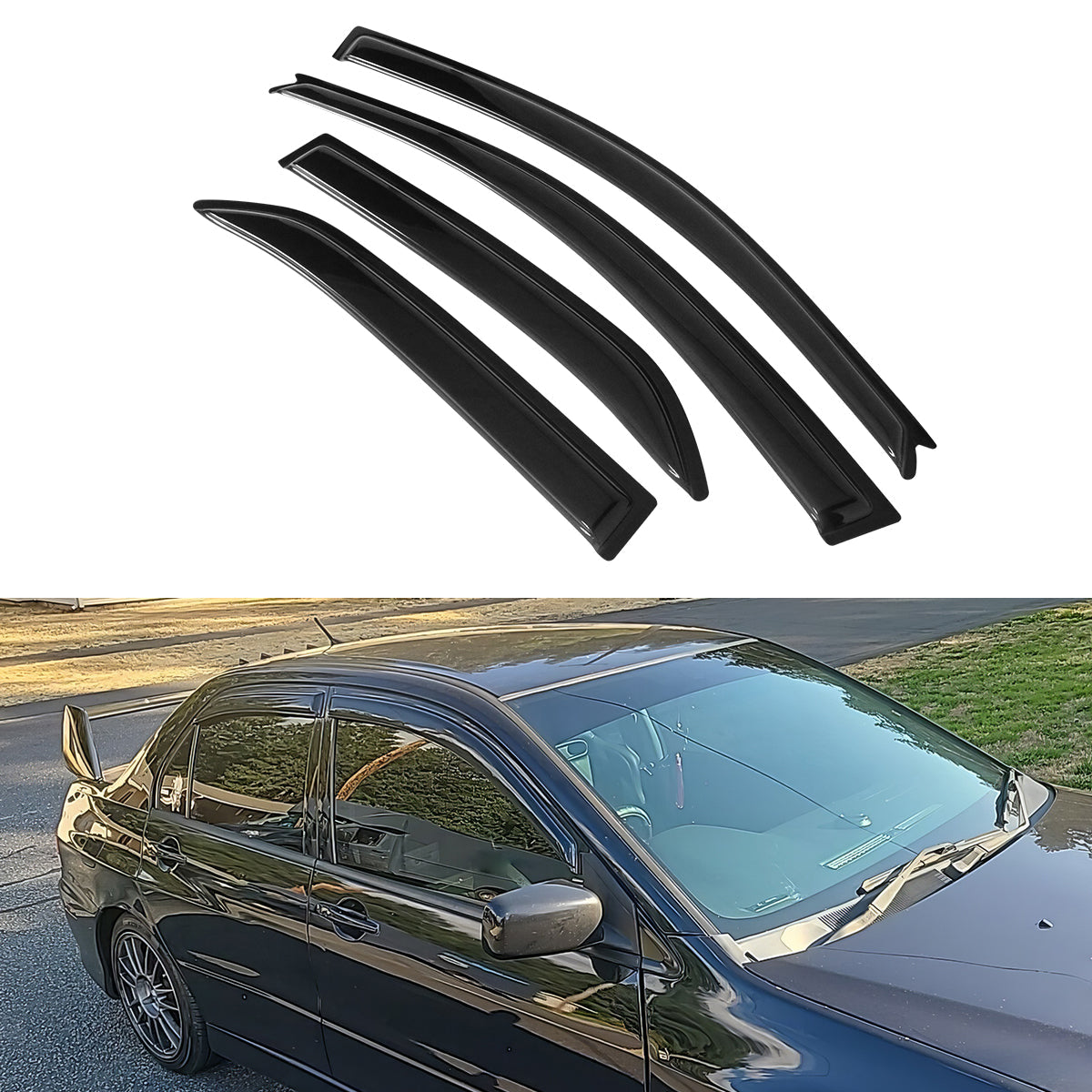 2002-2007 Mitsubishi Lancer EVO Sedan Acrylic 4PC Window Visors Guard
