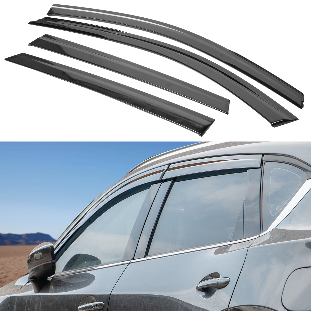 2017-2025 Mazda CX5 Slim Style Smoke Tinted Window Visor Polycarbonate