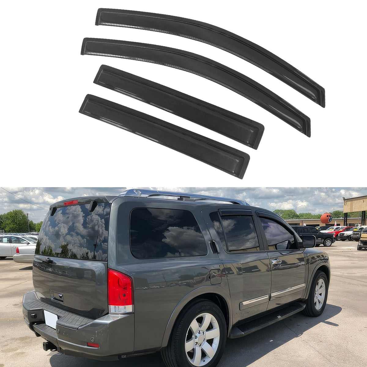 2004-2016 Nissan Armada Slim Style Smoke Visor Window Rain Guard Acryl