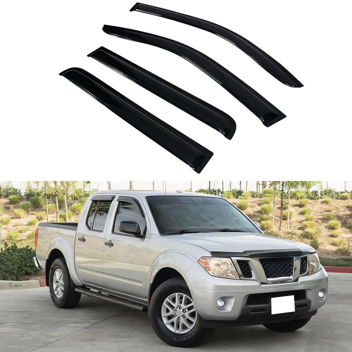 2005-2020 Nissan Frontier Slim Style Smoke Tinted Visor Window Acrylic