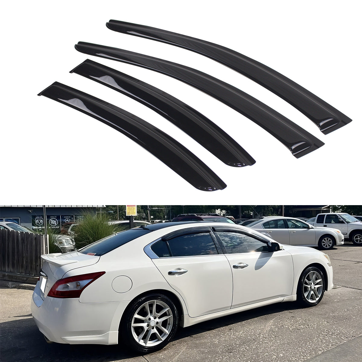 2009-2015 Nissan Maxima Tape On Window Visors Smoke Tinted Acrylic