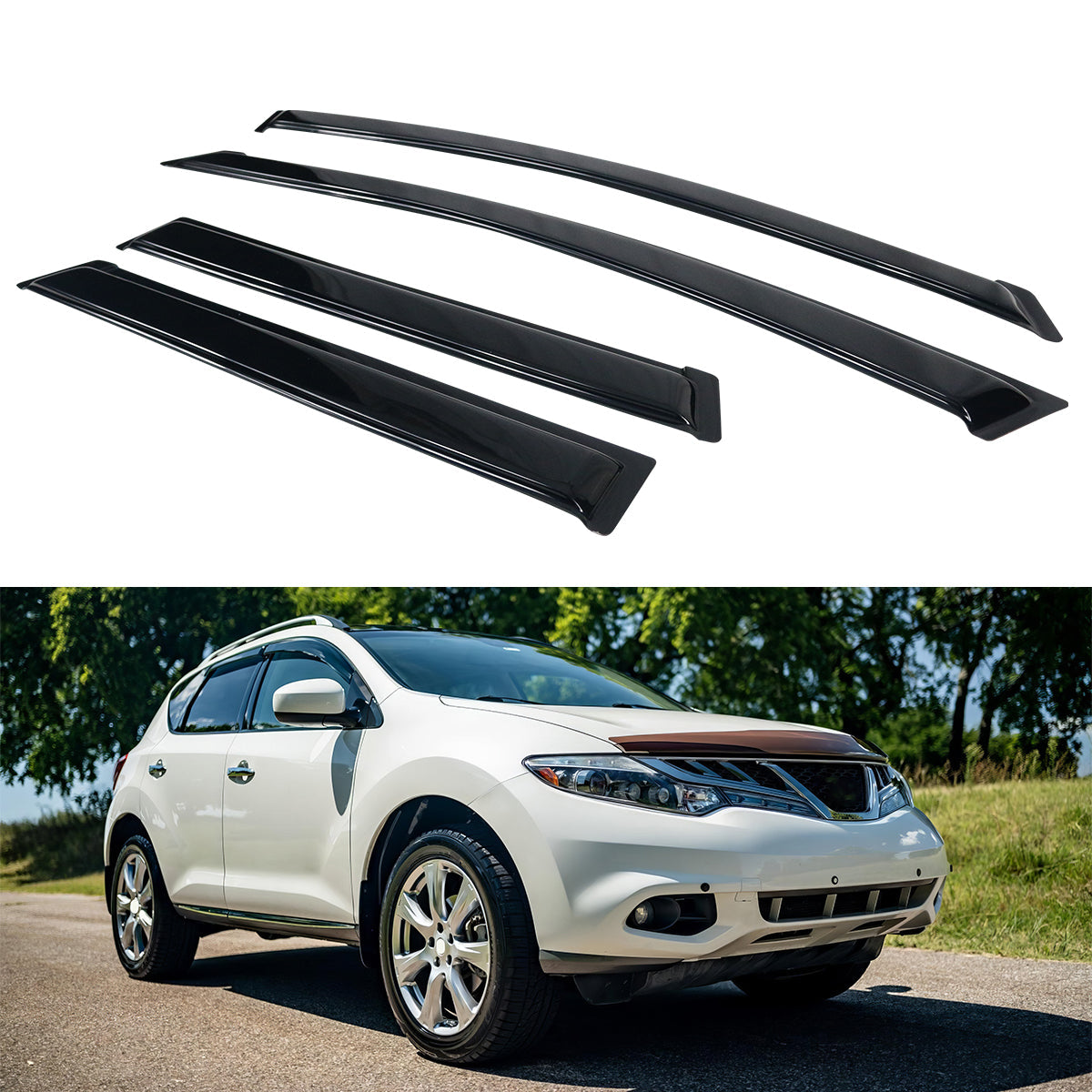 2009-2014 Nissan Murano Slim Style Smoke Tinted Window Visors Acrylic